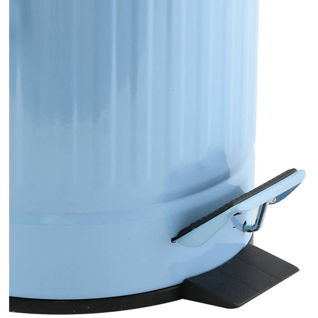 MSV Prullenbak/pedaalemmer - Industrial - metaal - pastel blauw - 3L - 17 x 26 cm - Badkamer/toilet - Pedaalemmers
