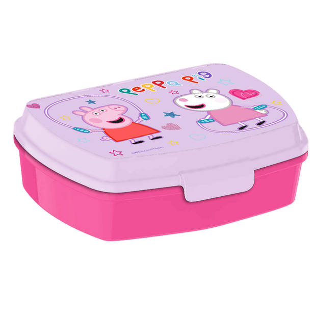 Peppa Pig lunchbox set voor kinderen - 3-delig - fuchsia - incl. gymtas/schooltas - Lunchboxen