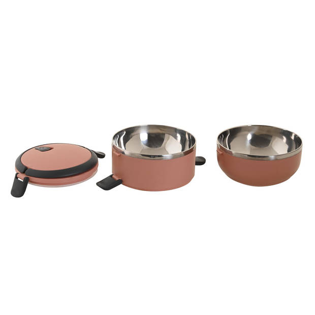 Items Stapelbare thermische lunchbox / warme maaltijd box - terra cotta - 16 x 15 cm - Lunchboxen