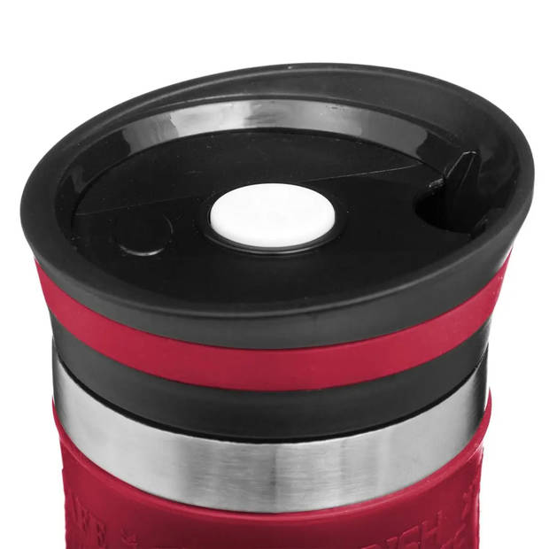 2x stuks Thermosbeker/isolatie/warmhoud - Koffiebeker - rood - 350 ml - Thermosbeker