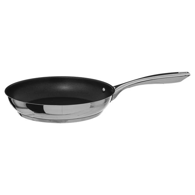 Koekenpan - Alle kookplaten geschikt - zilver/zwart - dia 28 cm - Koekenpannen
