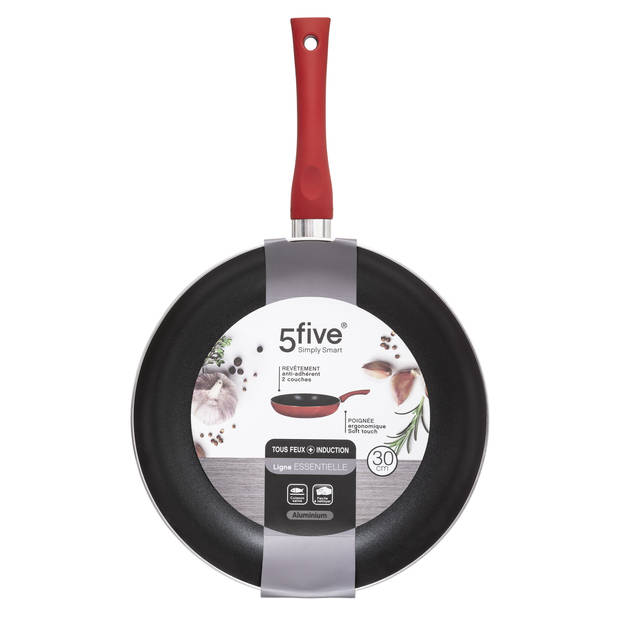 Koekenpan - Alle kookplaten geschikt - rood/zwart - dia 31 cm - Koekenpannen