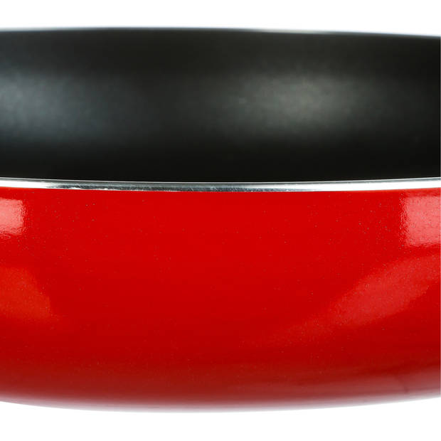 Koekenpan - Alle kookplaten geschikt - rood/zwart - dia 31 cm - Koekenpannen