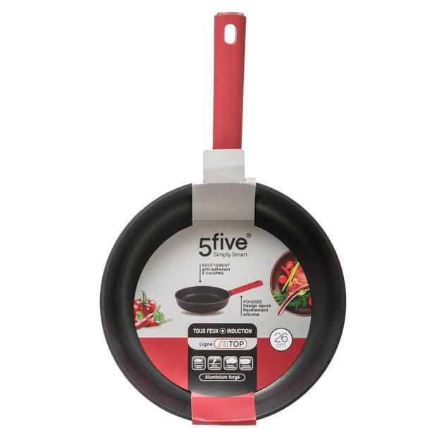 Koekenpan - Alle kookplaten geschikt - zwart/rood - dia 27 cm - Koekenpannen