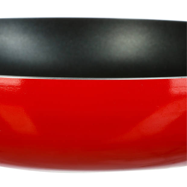 Koekenpan - Alle kookplaten geschikt - rood/zwart - dia 28 cm - Koekenpannen