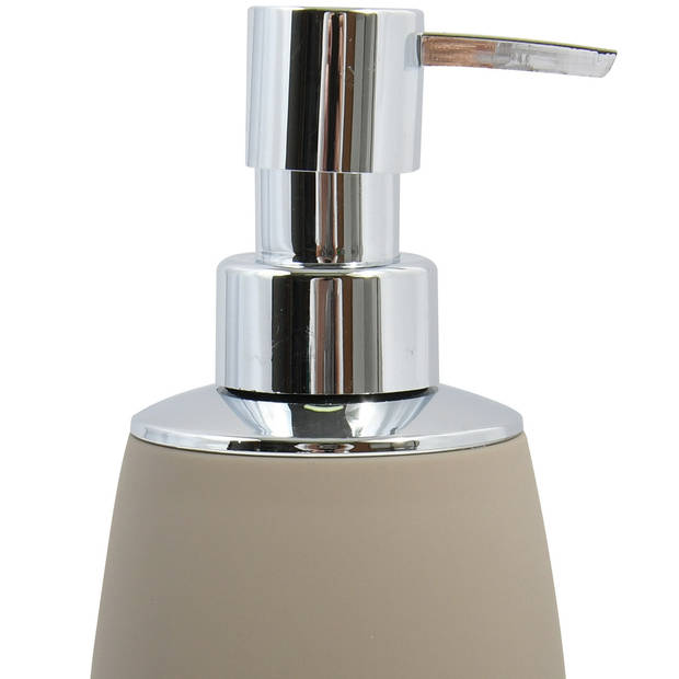 MSV Zeeppompje/dispenser - Bilbao - ABS kunststof - taupe - 8 x 17 cm - 260 ml - Zeeppompjes