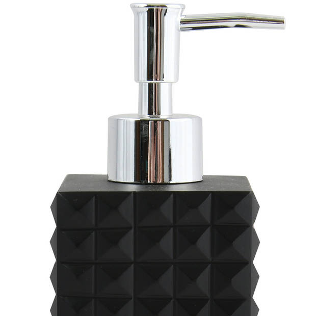MSV Zeeppompje/dispenser - 2x - Kubik - kunststeen - zwart - 7 x 17 cm - 270 ml - Zeeppompjes