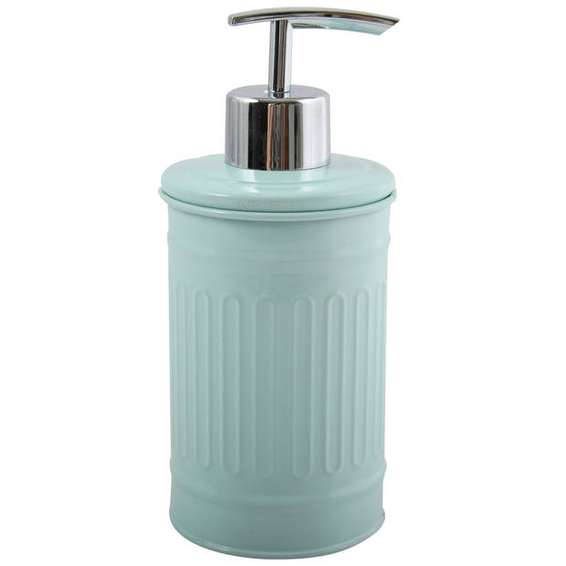 MSV Zeeppompje/dispenser - Industrial - metaal - mintgroen - 7.5 x 17 cm - 250 ml - Zeeppompjes