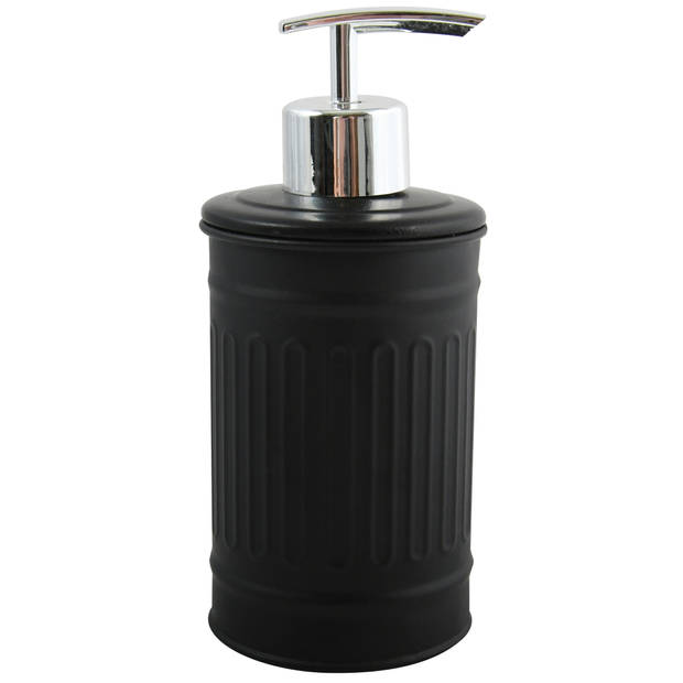 MSV Zeeppompje/dispenser - Industrial - metaal - zwart - 7.5 x 17 cm - 250 ml - Zeeppompjes