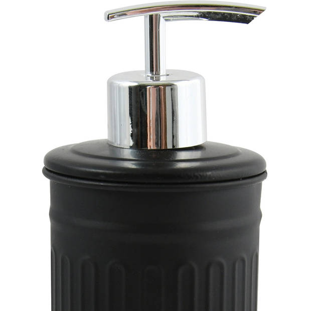 MSV Zeeppompje/dispenser - Industrial - metaal - zwart - 7.5 x 17 cm - 250 ml - Zeeppompjes