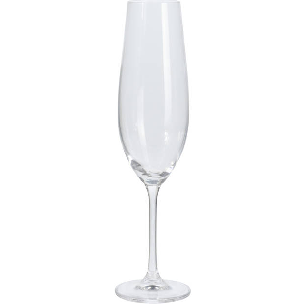 Atmosfera Prosecco/Champagneglazen - 8x - transparant - glas - 260 ml - hoog model - Champagneglazen
