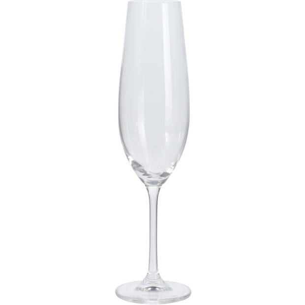 Excellent Houseware Prosecco/champagneglazen - 4x - transparant - glas - 260 ml - hoog model - Champagneglazen