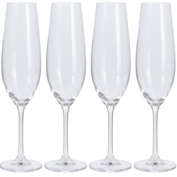 Atmosfera Prosecco/Champagneglazen - 8x - transparant - glas - 260 ml - hoog model - Champagneglazen