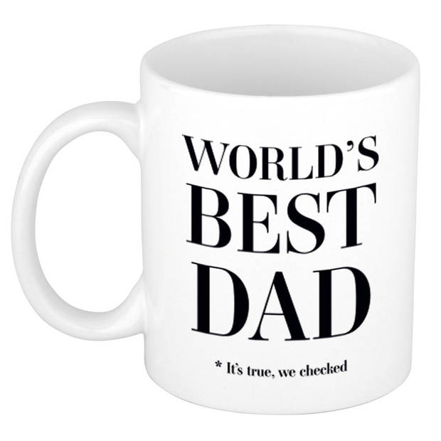 Worlds best dad cadeau koffiemok / theebeker wit 330 ml - Cadeau mokken / Vaderdag - feest mokken