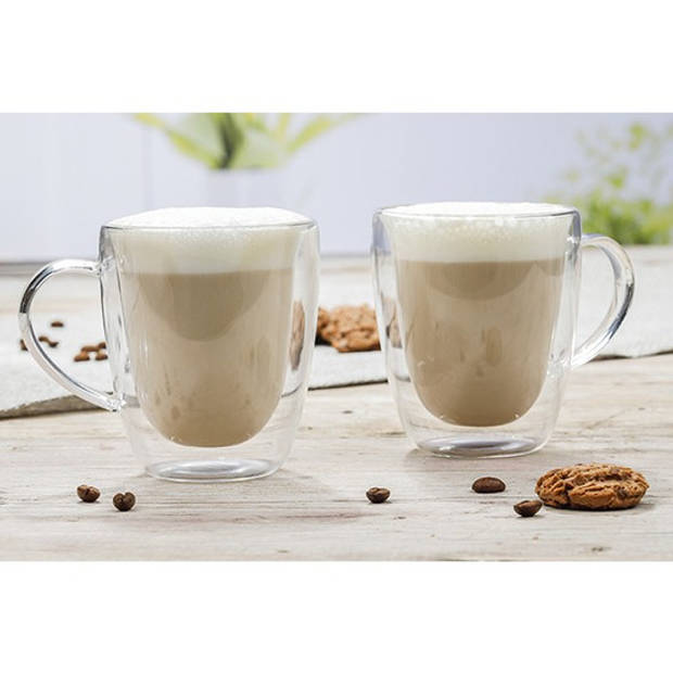 2x stuks Dubbelwandige koffie/espresso/whiskey glazen transparant 270 ml - Koffie- en theeglazen