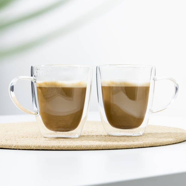 2x stuks Dubbelwandige koffie/espresso/whiskey glazen transparant 270 ml - Koffie- en theeglazen