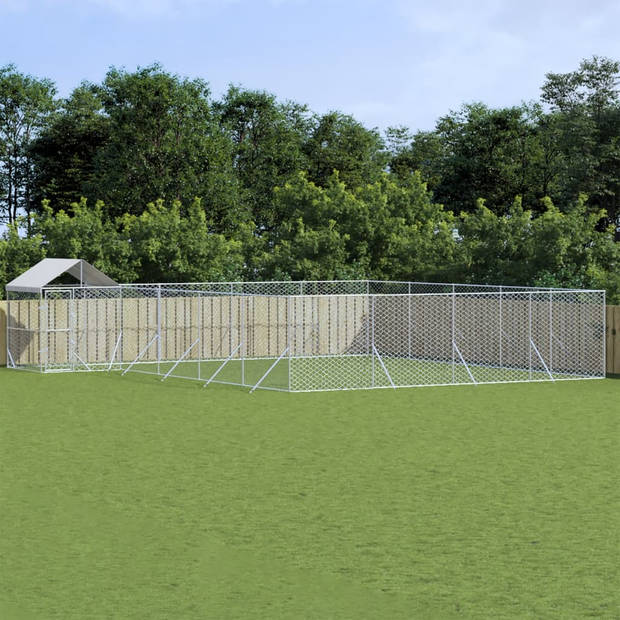 vidaXL Hondenkennel met dak 10x8x2,5 m gegalvaniseerd staal zilver