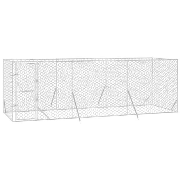 vidaXL Hondenkennel voor buiten 6x2x2 m gegalvaniseerd staal zilver