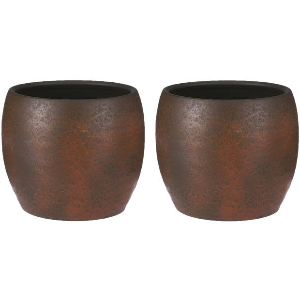 Mica Decorations Bloempot/plantenpot - 2x - roest/terracotta bruin - voor kamerplant - H26 x D28 cm - Plantenpotten