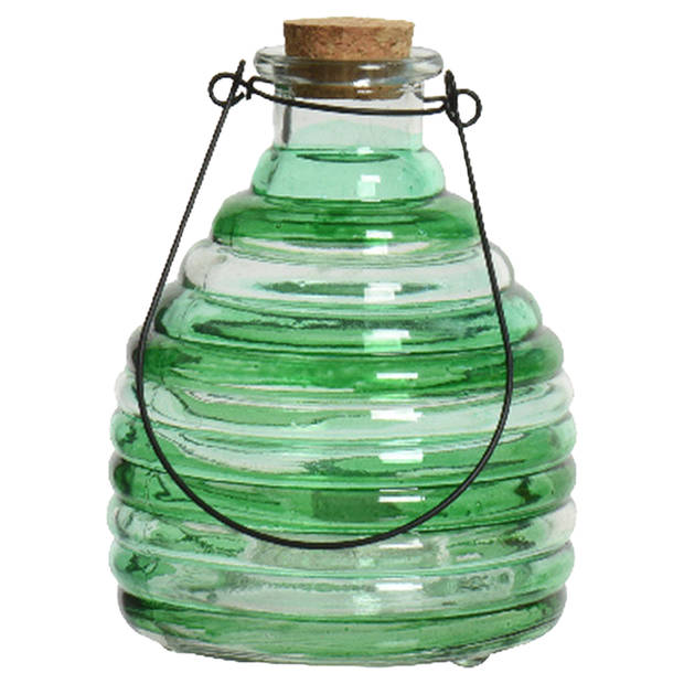 3x wespenvanger/wespenval met hengsel - glas - groen - D13 x H17 cm - Ongediertevallen - Ongediertebestrijding