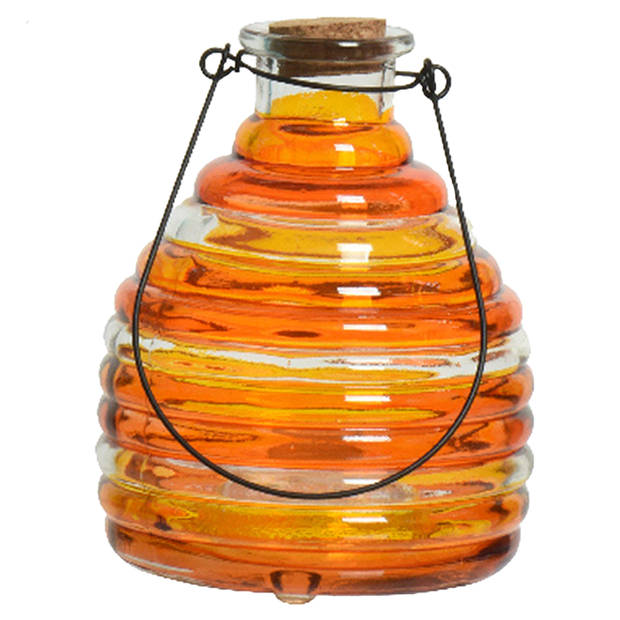 2x wespenvanger/wespenval met hengsel - glas - oranje - D13 x H17 cm - Ongediertevallen - Ongediertebestrijding