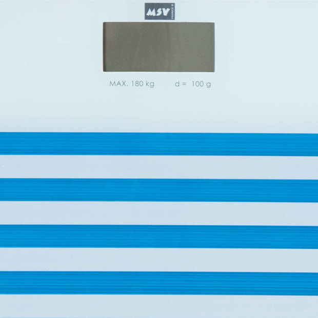 MSV Personen weegschaal - wit/blauw - glas - 29 x 29 cm - digitaal - Weegschalen