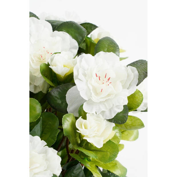 Groene Azalea kunstplanten met witte bloemen 27 cm met pot stan grey - Kunstplanten
