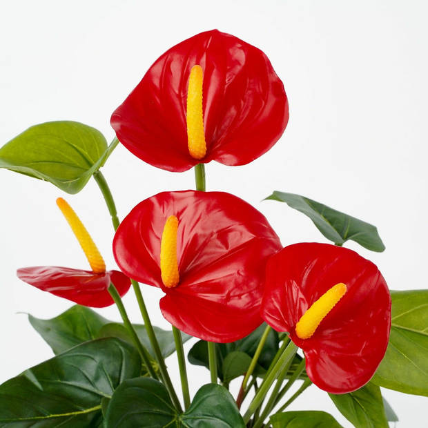 Kunstplant anthurium rood flamingoplant in pot 40 cm - Kunstplanten