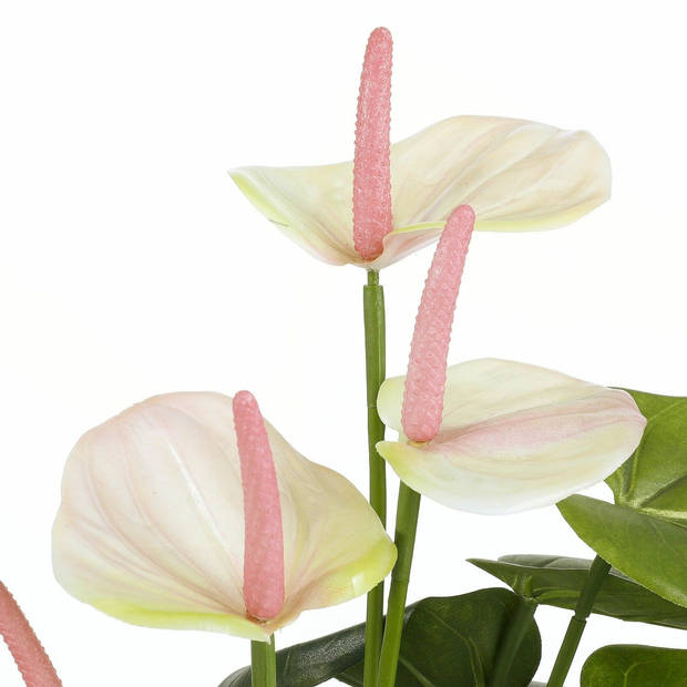 Kunstplant anthurium lichtroze flamingoplant in pot 40 cm - Kunstplanten