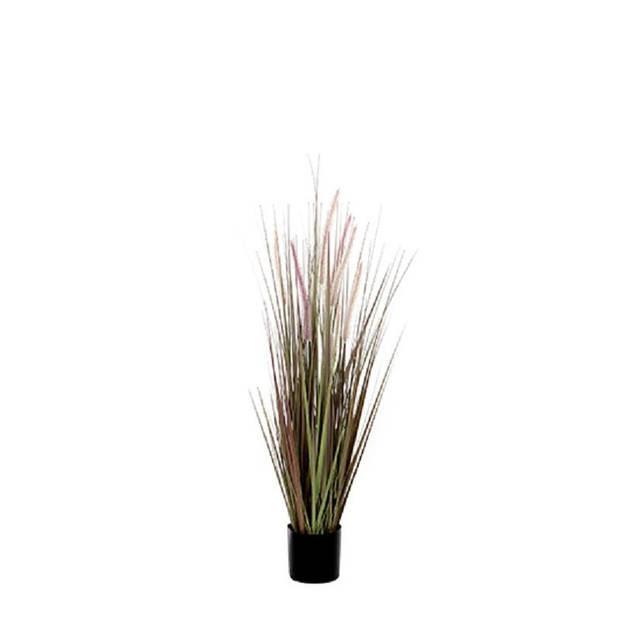 Paarse Dogtail siergras kunstplanten 90 cm met zwarte pot - Kunstplanten