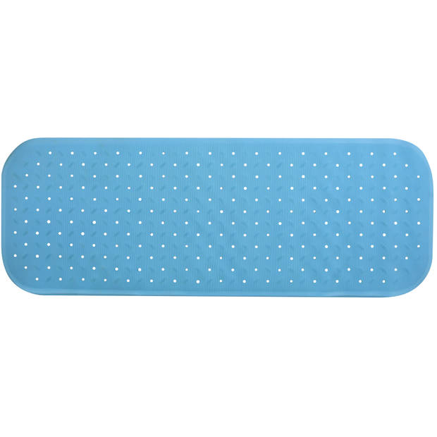 MSV Douche/bad anti-slip mat badkamer - rubber - lichtblauw - 36 x 97 cm - Badmatjes