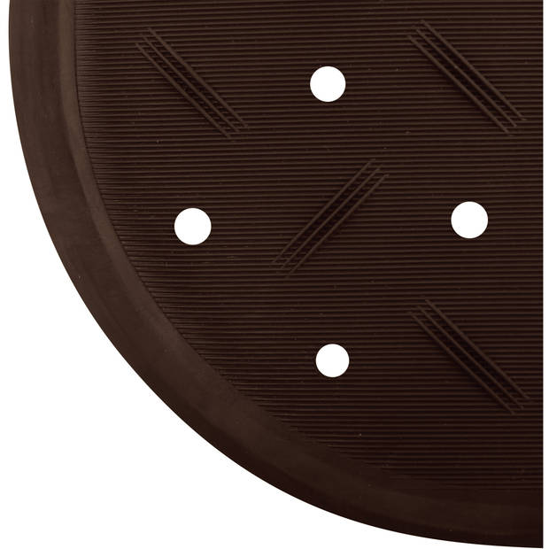 MSV Douche/bad anti-slip mat badkamer - rubber - bruin - 36 x 65 cm - Badmatjes