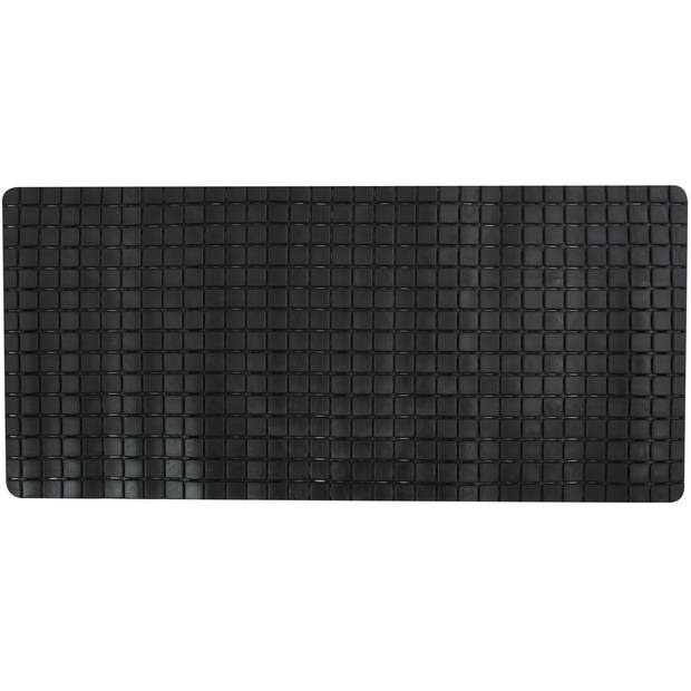 MSV Douche/bad anti-slip mat badkamer - rubber - zwart - 76 x 36 cm - Badmatjes