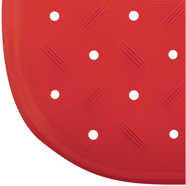 MSV Douche/bad anti-slip mat badkamer - rubber - rood - 36 x 76 cm - Badmatjes