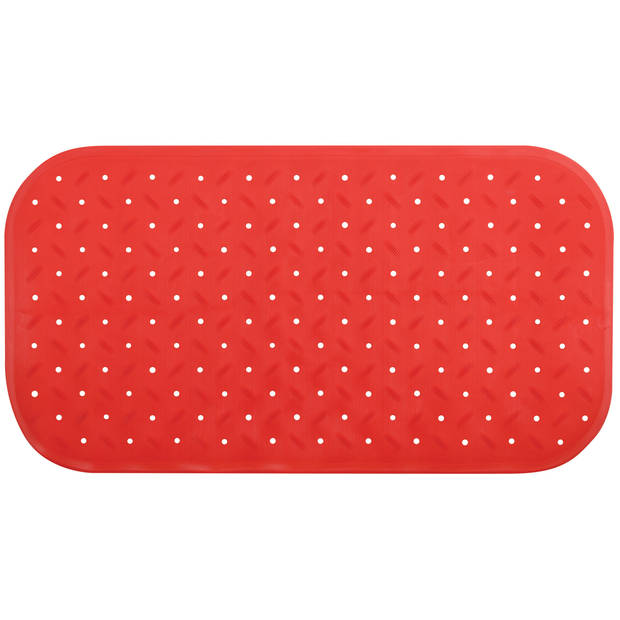 MSV Douche/bad anti-slip mat badkamer - rubber - rood - 36 x 76 cm - Badmatjes