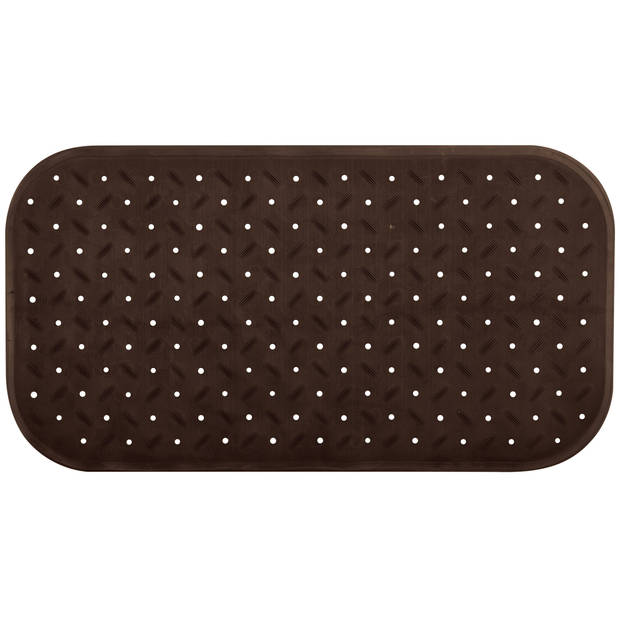 MSV Douche/bad anti-slip mat badkamer - rubber - bruin - 36 x 76 cm - Badmatjes