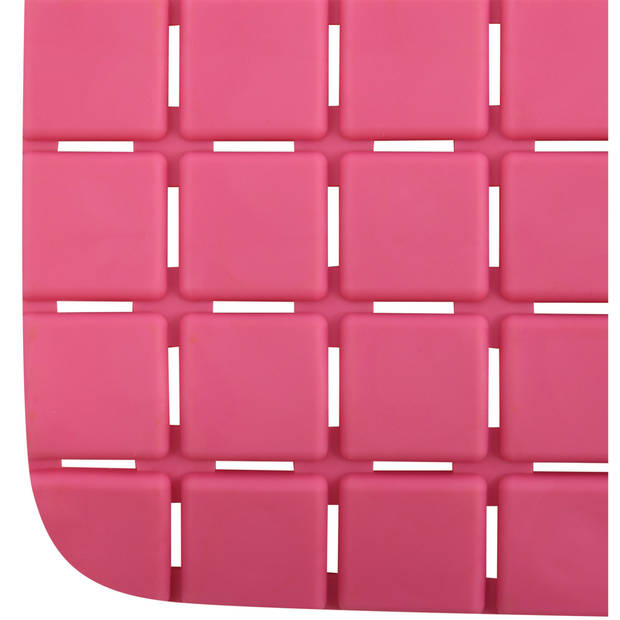 MSV Douche/bad anti-slip mat badkamer - rubber - fuchsia roze - 76 x 36 cm - Badmatjes