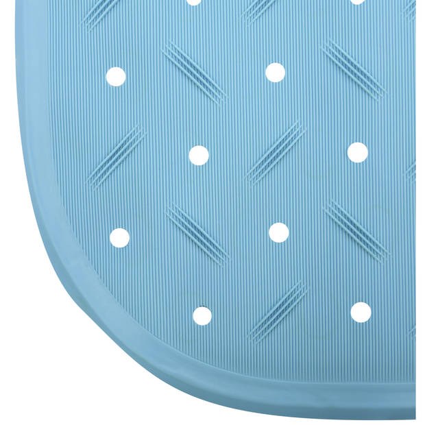 MSV Douche/bad anti-slip mat badkamer - rubber - turquoise - 36 x 76 cm - Badmatjes