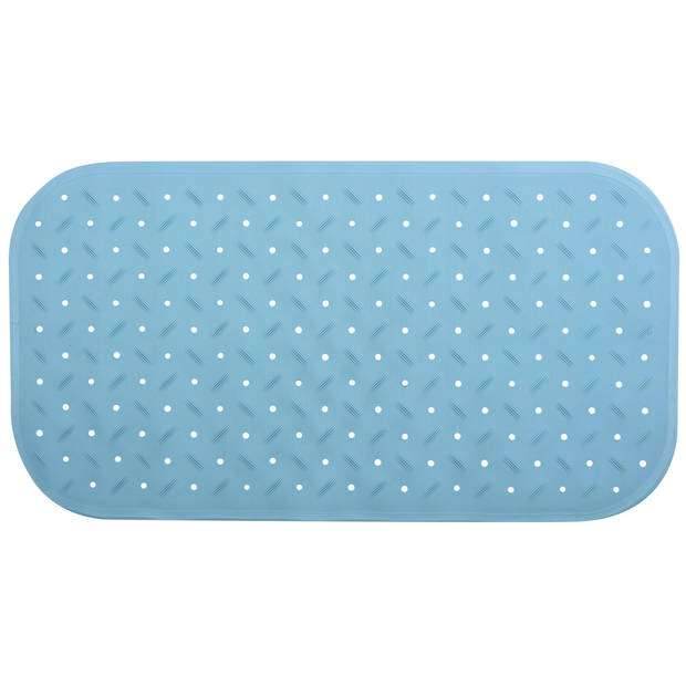 MSV Douche/bad anti-slip mat badkamer - rubber - turquoise - 36 x 76 cm - Badmatjes