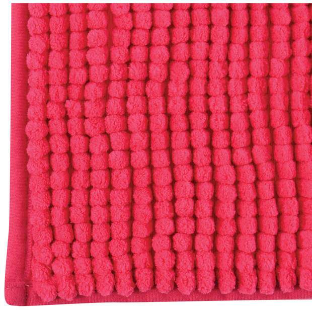 MSV Badkamerkleed/badmat voor op de vloer - fuchsia roze - 60 x 90 cm - Microvezel - Badmatjes