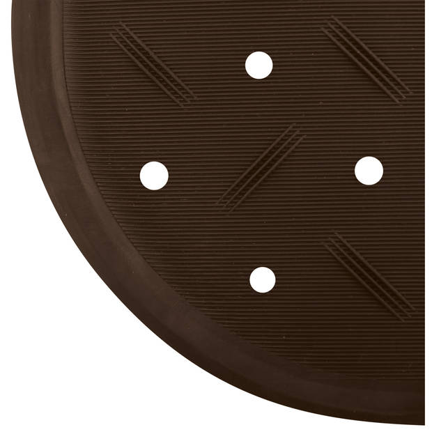 MSV Douche/bad anti-slip mat badkamer - rubber - bruin - 54 x 54 cm - Badmatjes