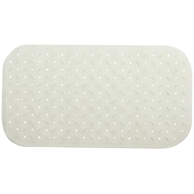 MSV Douche/bad anti-slip mat badkamer - rubber - wit - 36 x 76 cm - Badmatjes