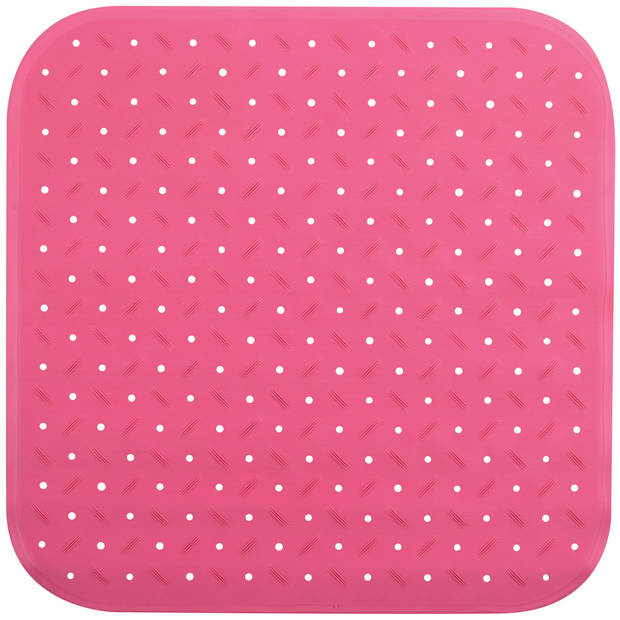 MSV Douche/bad anti-slip mat badkamer - rubber - fuchsia roze - 54 x 54 cm - Badmatjes