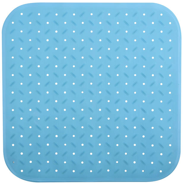 MSV Douche/bad anti-slip mat badkamer - rubber - turquoise - 54 x 54 cm - Badmatjes