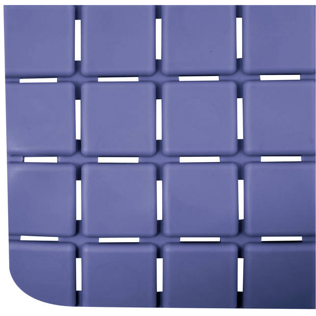 MSV Douche/bad anti-slip mat badkamer - rubber - blauw - 54 x 54 cm - Badmatjes