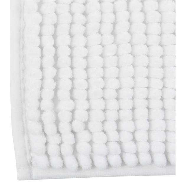 MSV Badkamerkleed/badmat voor op de vloer - ivoor wit - 60 x 90 cm - Microvezel - Badmatjes