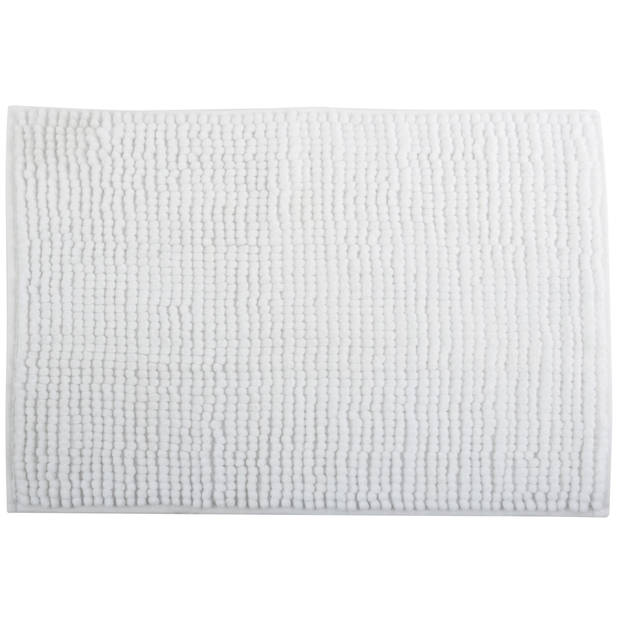 MSV Badkamerkleed/badmat voor op de vloer - ivoor wit - 60 x 90 cm - Microvezel - Badmatjes
