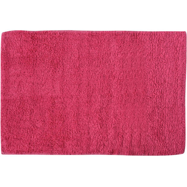 MSV Badkamerkleedje/badmat voor op de vloer - fuchsia roze - 45 x 70 cm - Badmatjes