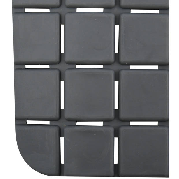 MSV Douche/bad anti-slip mat badkamer - rubber - grijs - 54 x 54 cm - Badmatjes