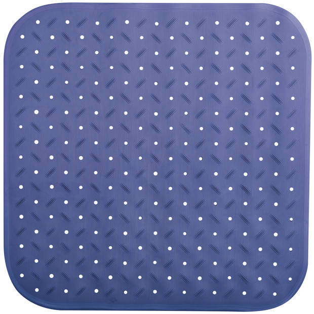 MSV Douche/bad anti-slip mat badkamer - rubber - blauw - 54 x 54 cm - Badmatjes